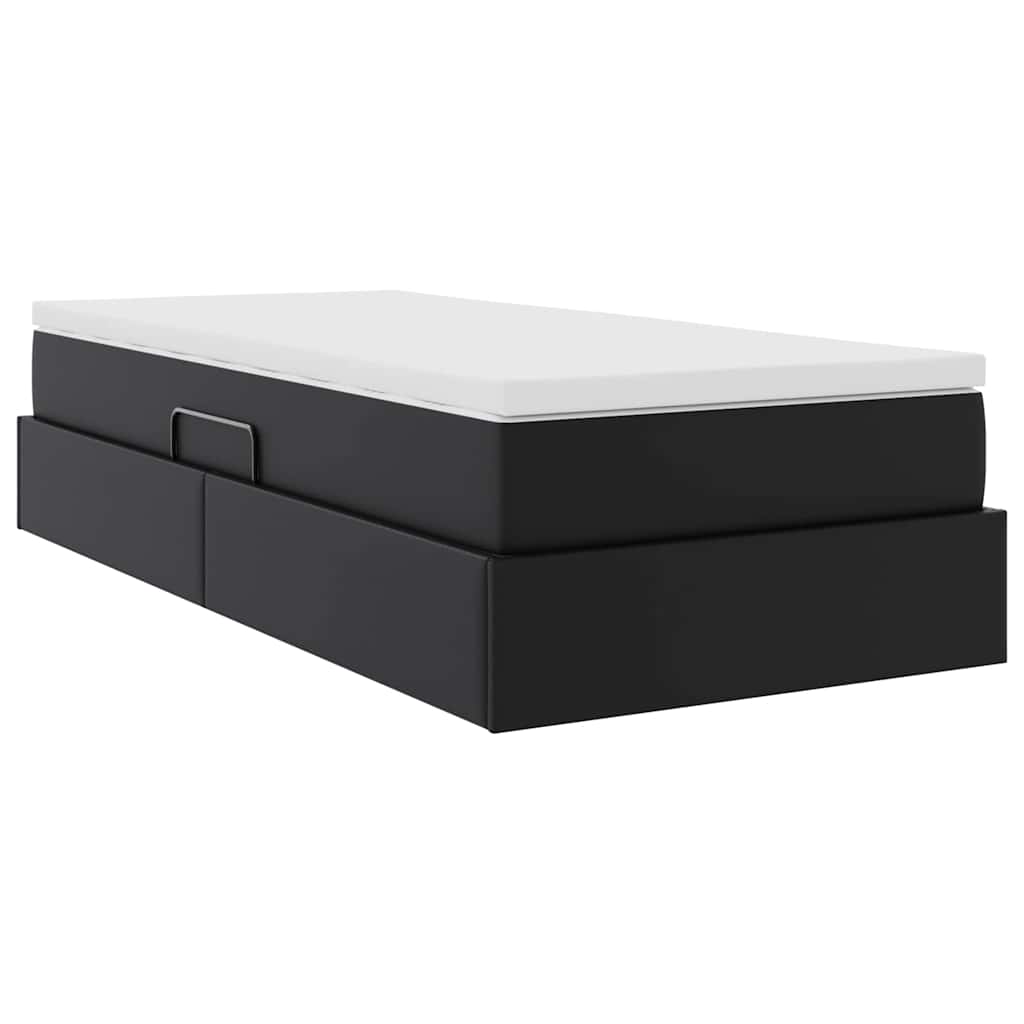 vidaXL Opbergbed met matras met matras Zwart 120 x 190 cm Nep Leer