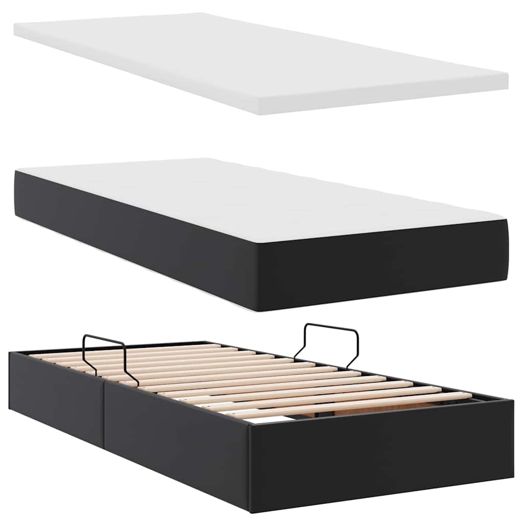 vidaXL Opbergbed met matras met matras Zwart 120 x 190 cm Nep Leer