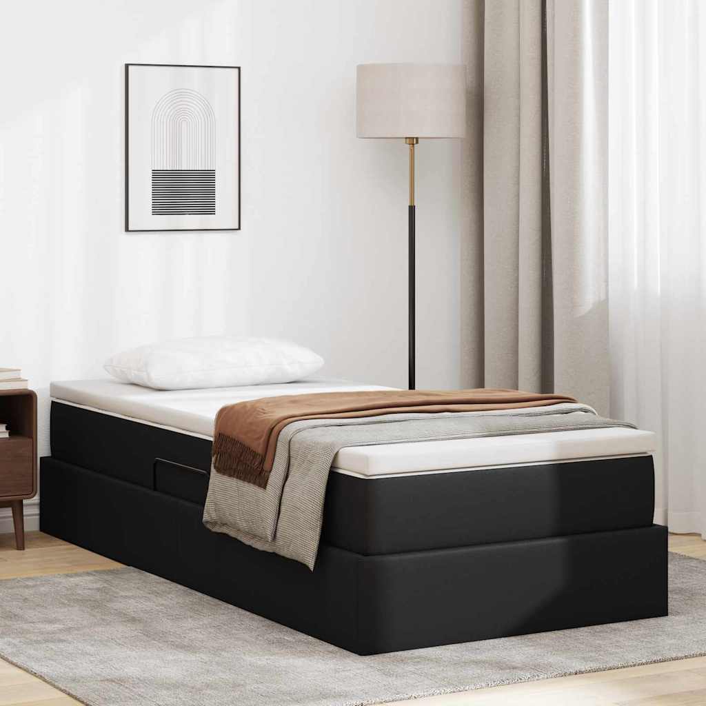 vidaXL Opbergbed met matras met matras Zwart 120 x 190 cm Nep Leer