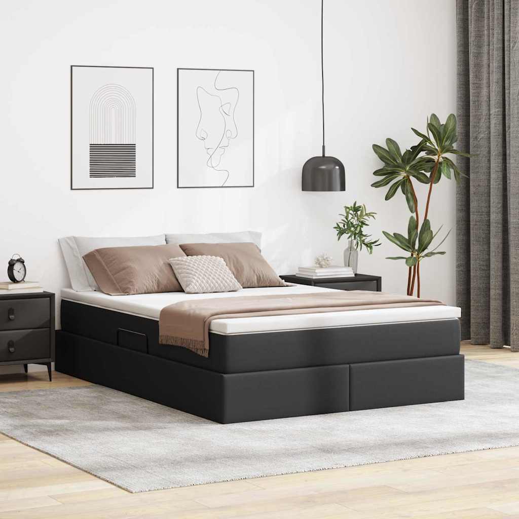 vidaXL Opbergbed met matras met matras Zwart 120 x 190 cm Nep Leer