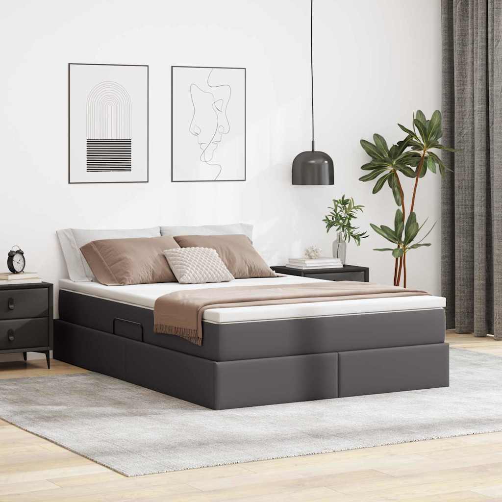 vidaXL Opbergbed met matras met matras Zwart 120 x 190 cm Nep Leer