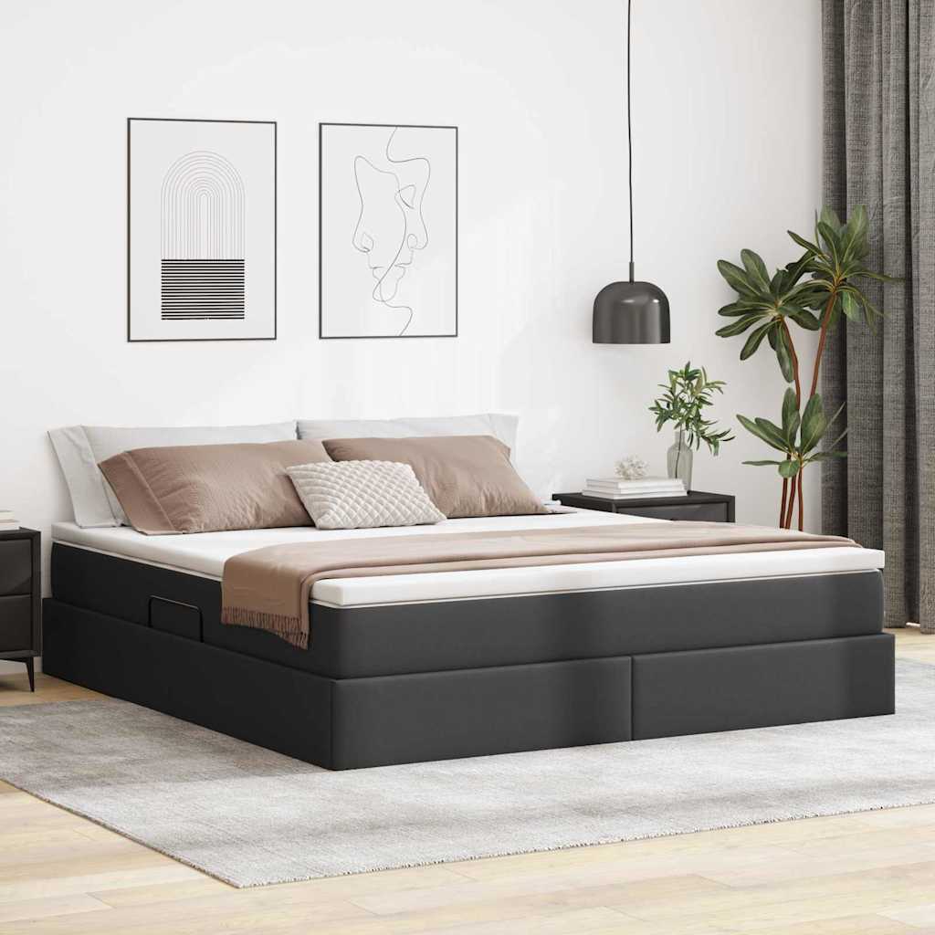 vidaXL Opbergbed met matras met matras Zwart 120 x 190 cm Nep Leer