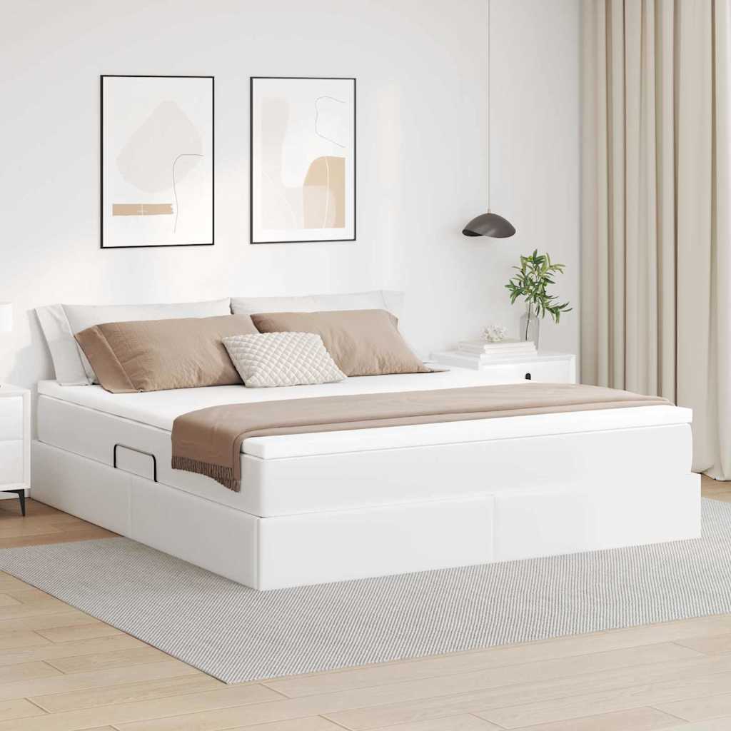 vidaXL Opbergbed met matras met matras Zwart 120 x 190 cm Nep Leer