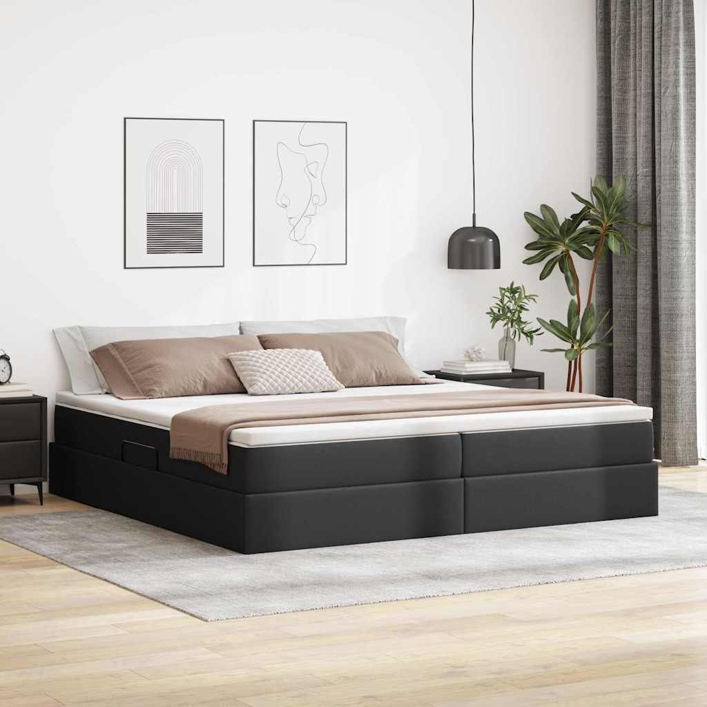 vidaXL Opbergbed met matras met matras Zwart 120 x 190 cm Nep Leer