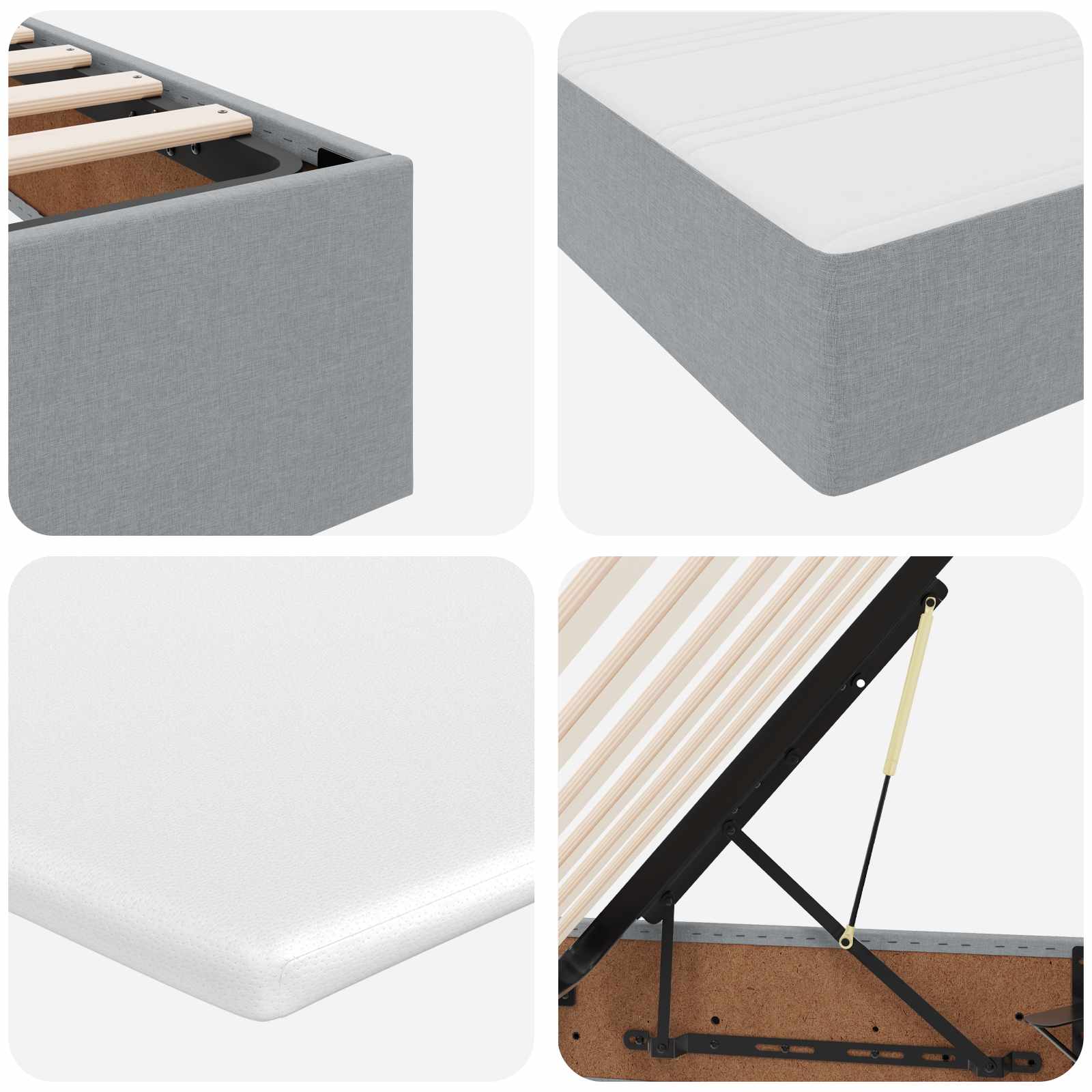 vidaXL Opbergbed met matras Lichtgrijs 120 x 190 cm Polyester