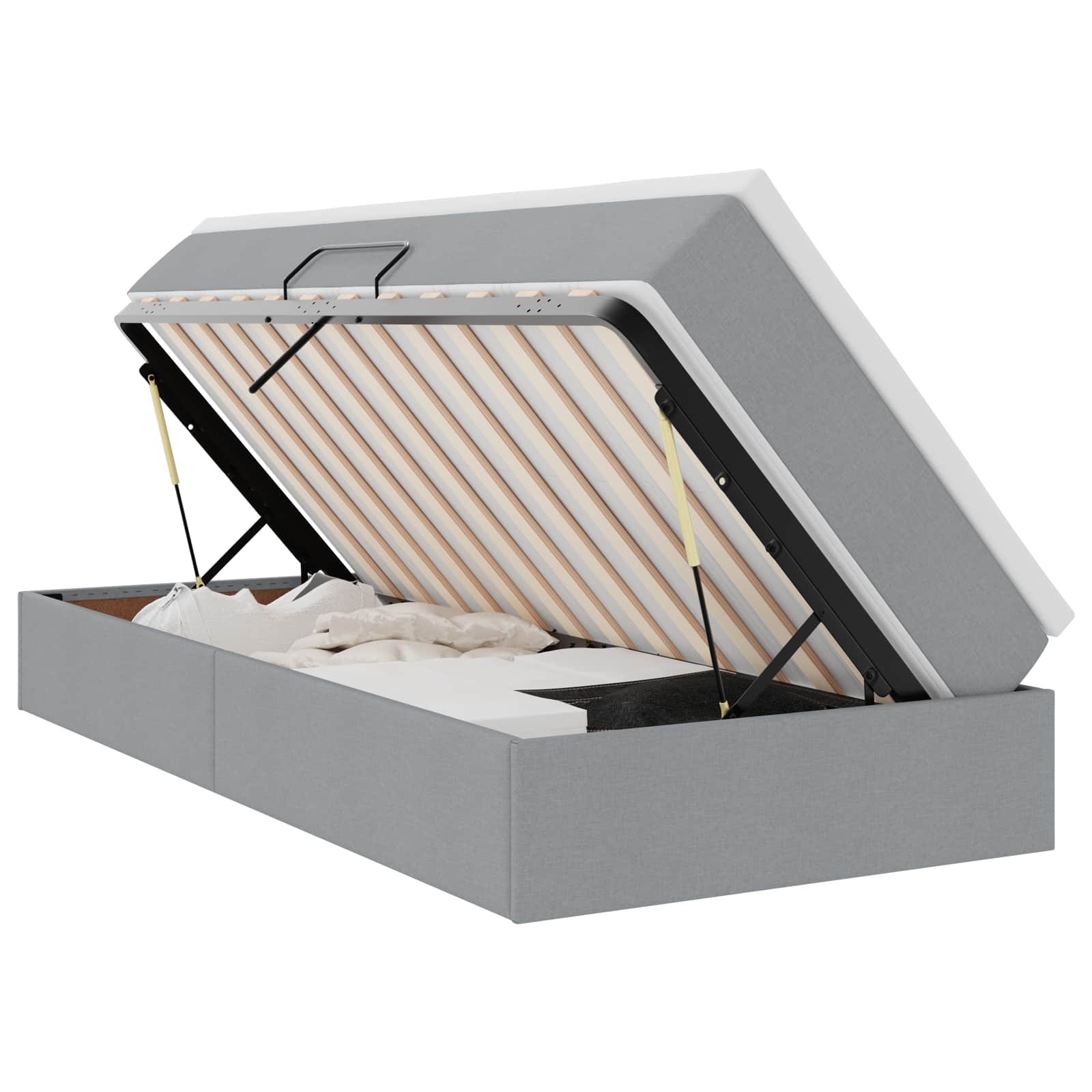 vidaXL Opbergbed met matras Lichtgrijs 120 x 190 cm Polyester