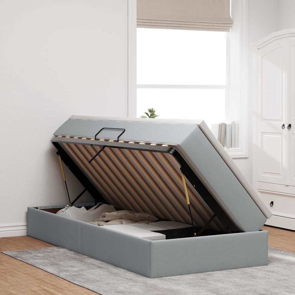 vidaXL Opbergbed met matras Lichtgrijs 120 x 190 cm Polyester