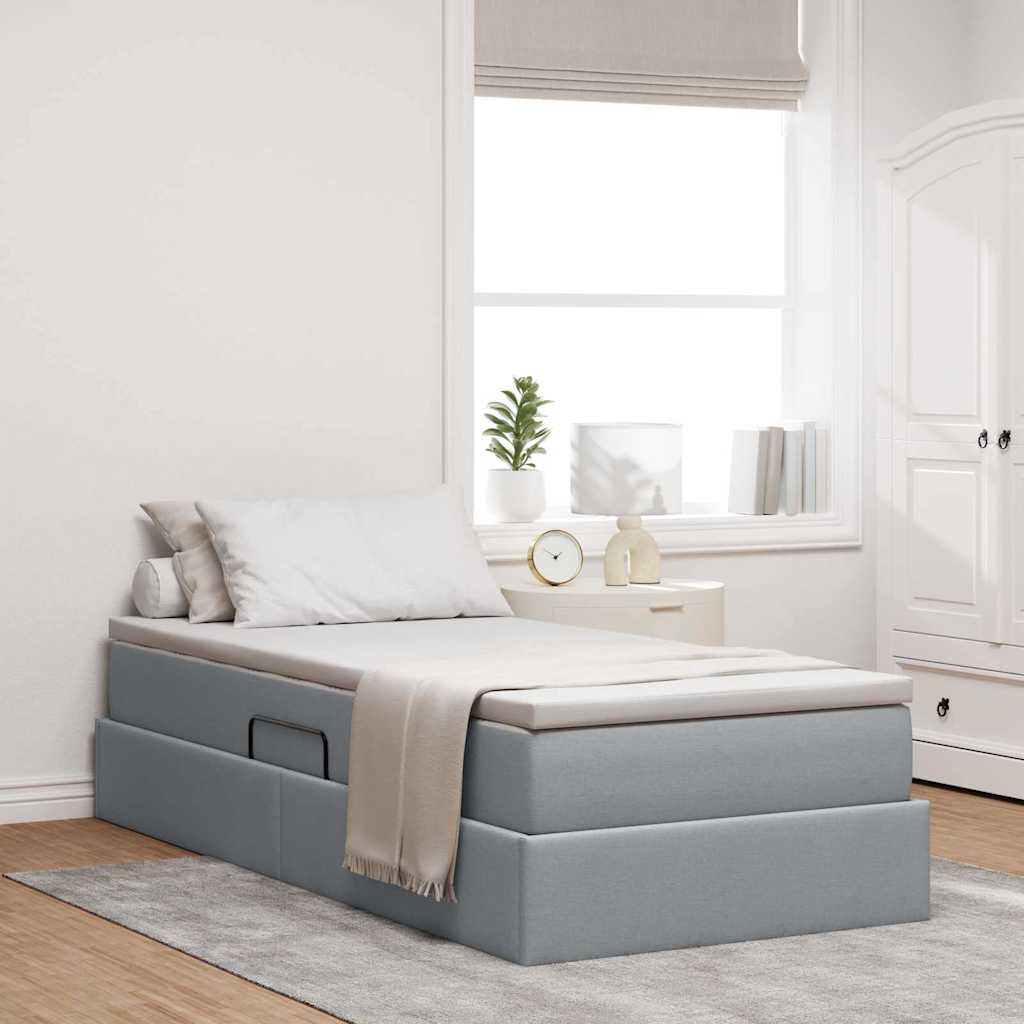 vidaXL Opbergbed met matras Lichtgrijs 120 x 190 cm Polyester