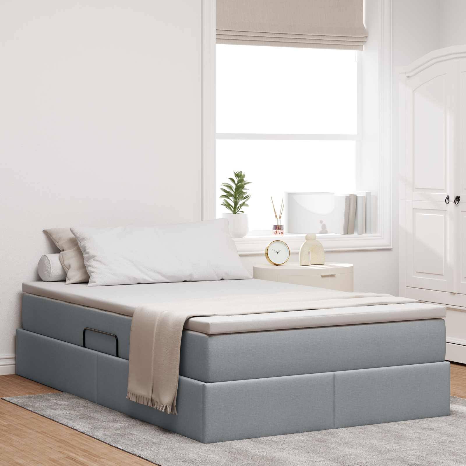 vidaXL Opbergbed met matras Lichtgrijs 120 x 190 cm Polyester