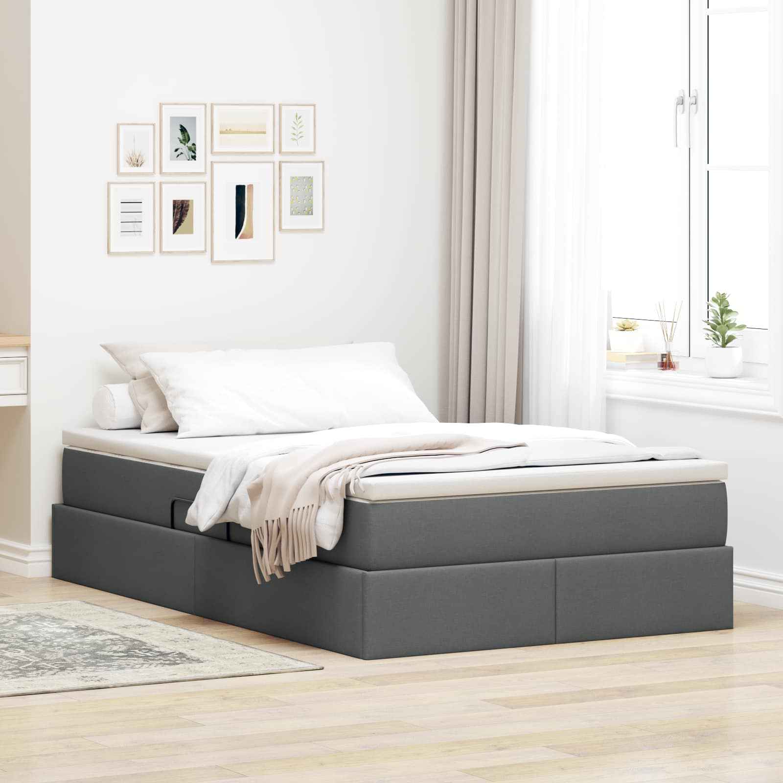 vidaXL Opbergbed met matras Lichtgrijs 120 x 190 cm Polyester