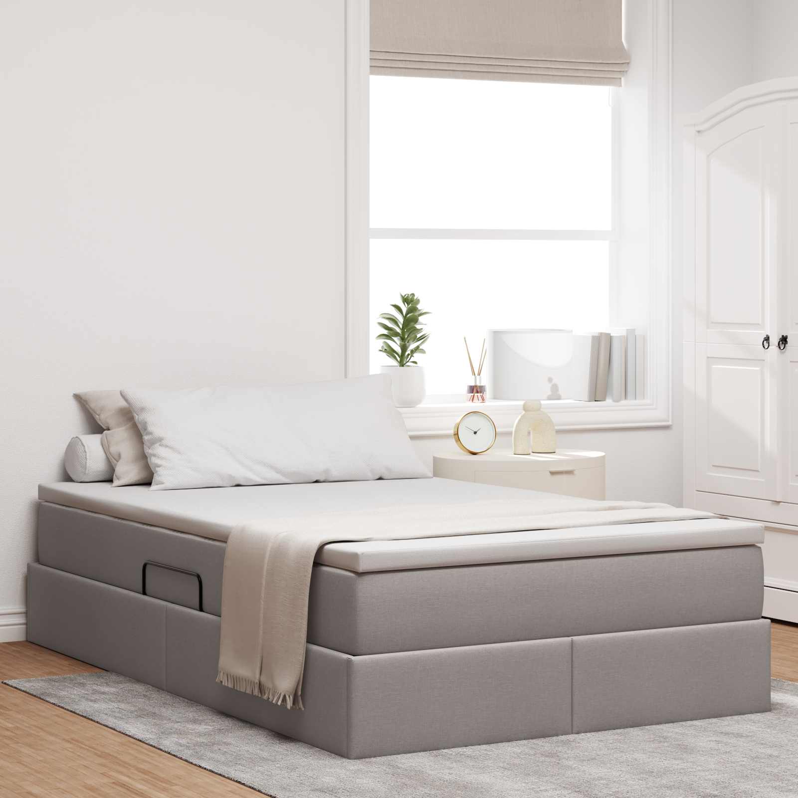 vidaXL Opbergbed met matras Lichtgrijs 120 x 190 cm Polyester