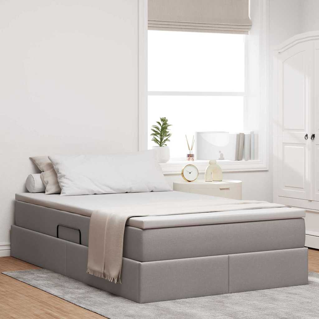 vidaXL Opbergbed met matras Lichtgrijs 120 x 190 cm Polyester