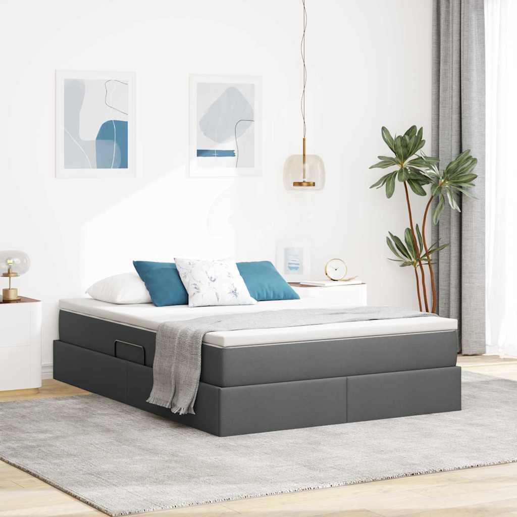 vidaXL Opbergbed met matras Lichtgrijs 120 x 190 cm Polyester
