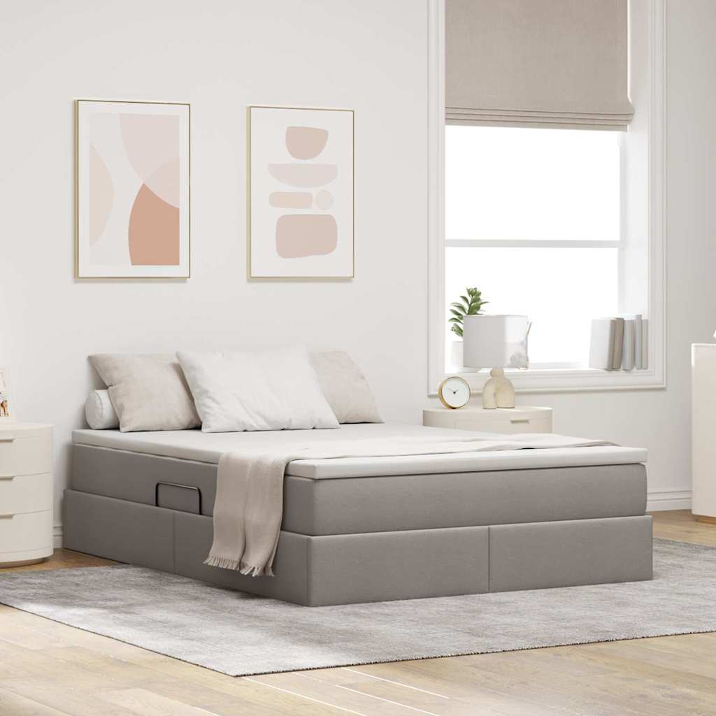 vidaXL Opbergbed met matras Lichtgrijs 120 x 190 cm Polyester
