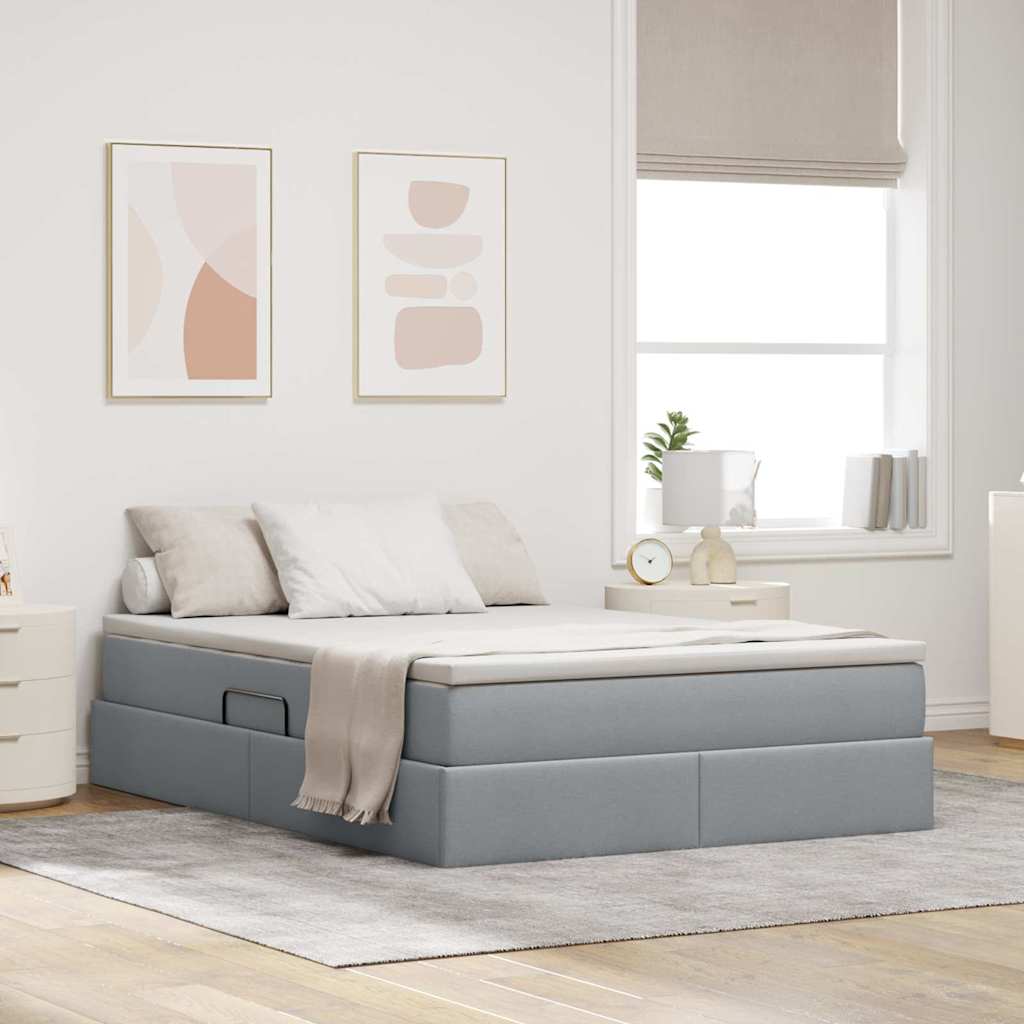 vidaXL Opbergbed met matras Lichtgrijs 120 x 190 cm Polyester