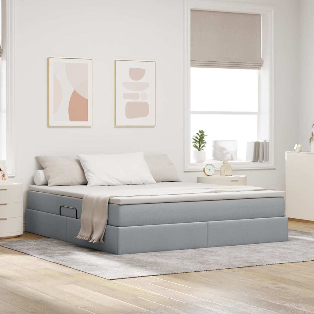 vidaXL Opbergbed met matras Lichtgrijs 120 x 190 cm Polyester