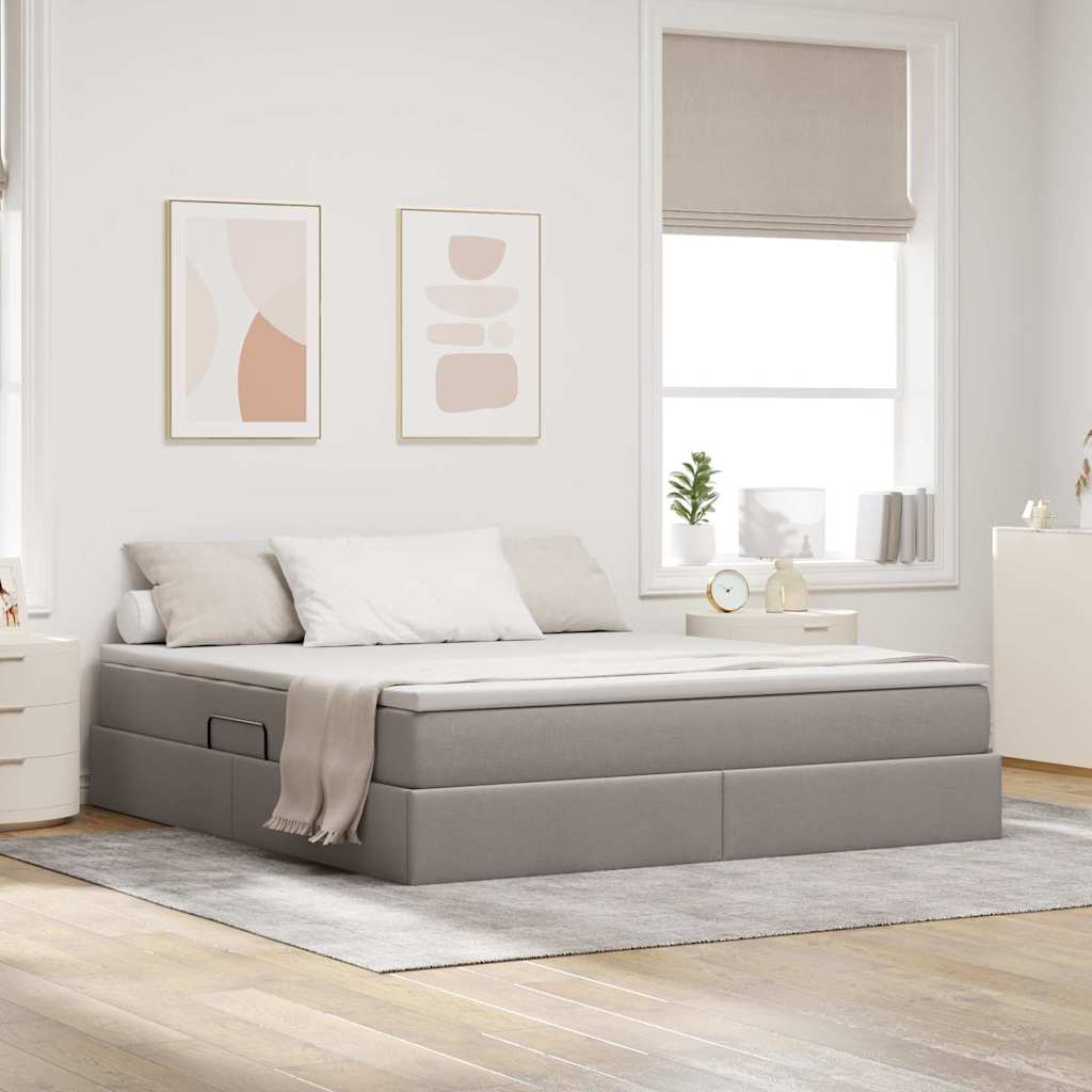 vidaXL Opbergbed met matras Lichtgrijs 120 x 190 cm Polyester