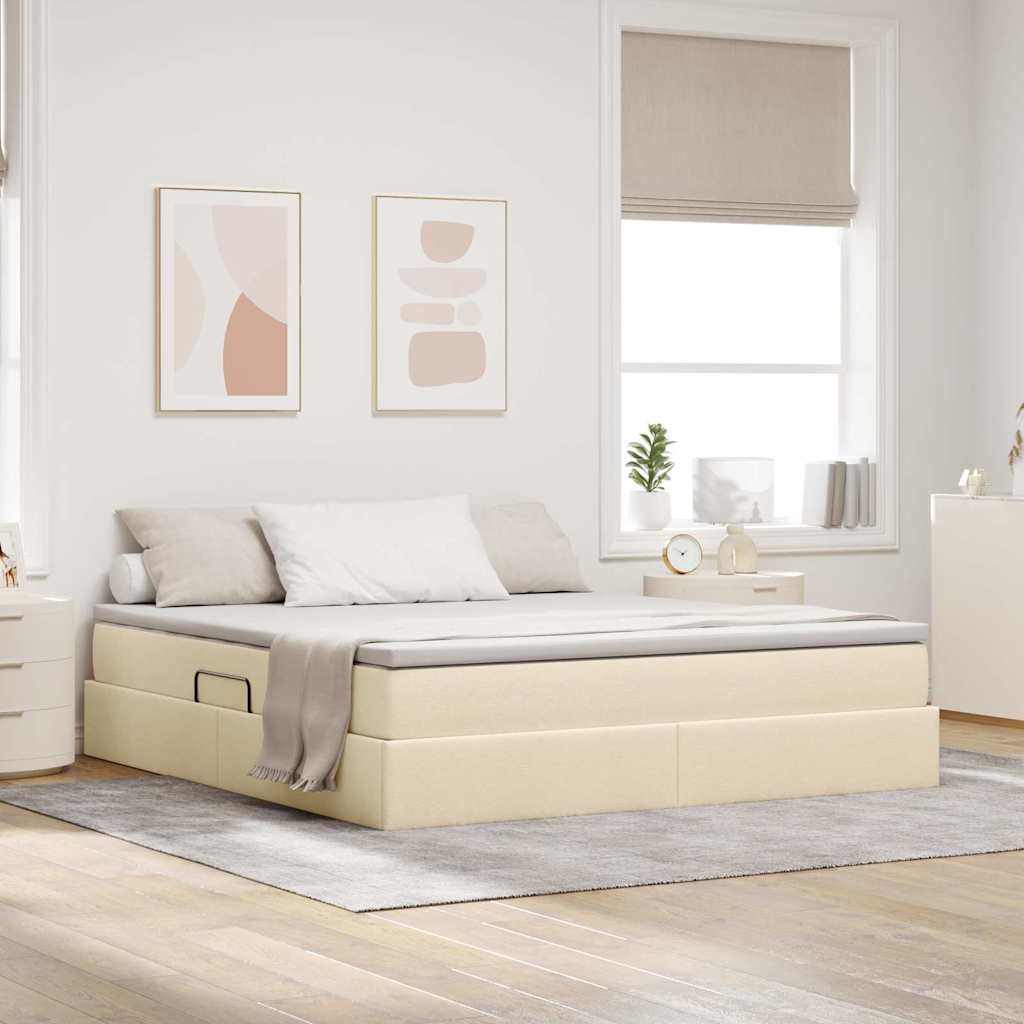 vidaXL Opbergbed met matras Lichtgrijs 120 x 190 cm Polyester