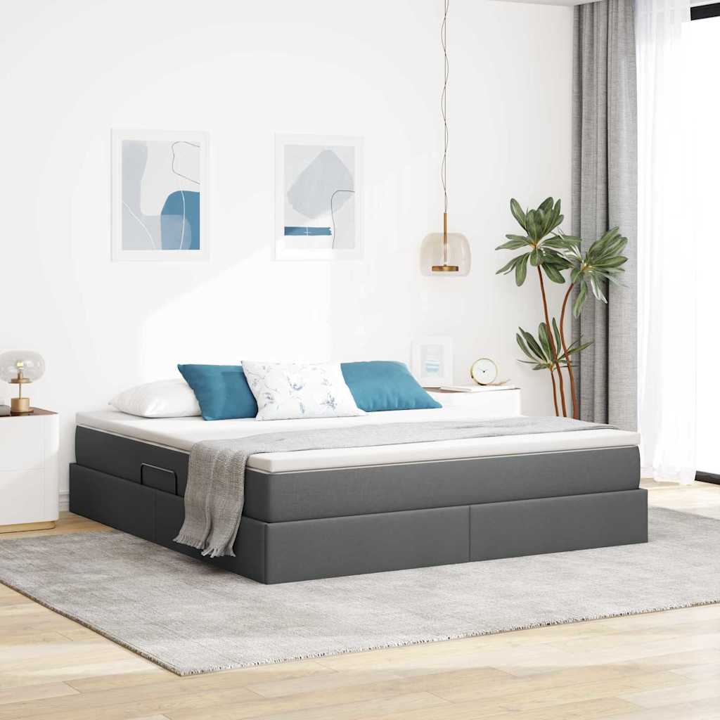 vidaXL Opbergbed met matras Lichtgrijs 120 x 190 cm Polyester