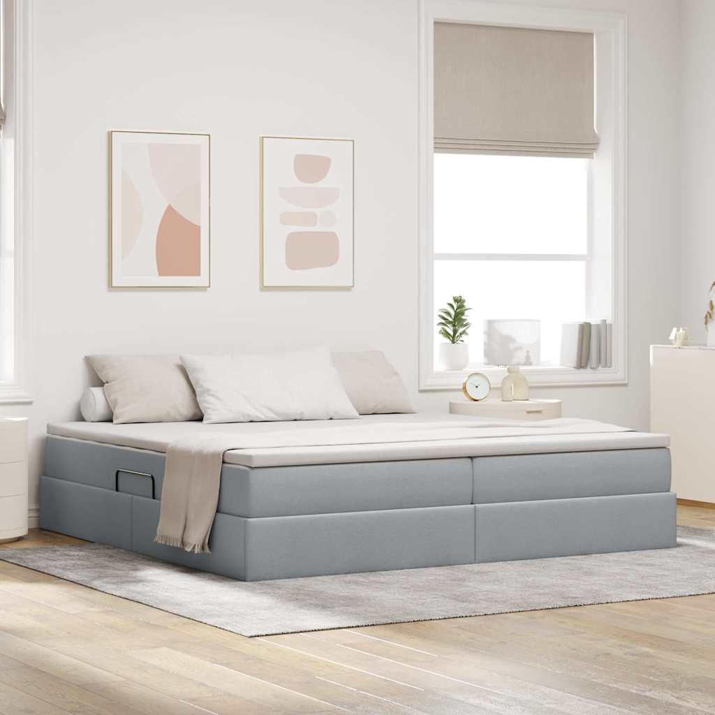 vidaXL Opbergbed met matras Lichtgrijs 120 x 190 cm Polyester