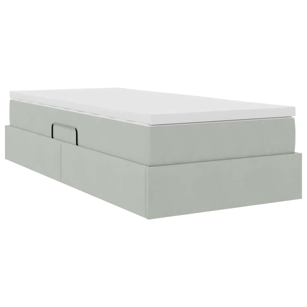vidaXL Opbergbed met matras met matras Lichtgrijs 120 x 190 cm Fluweel