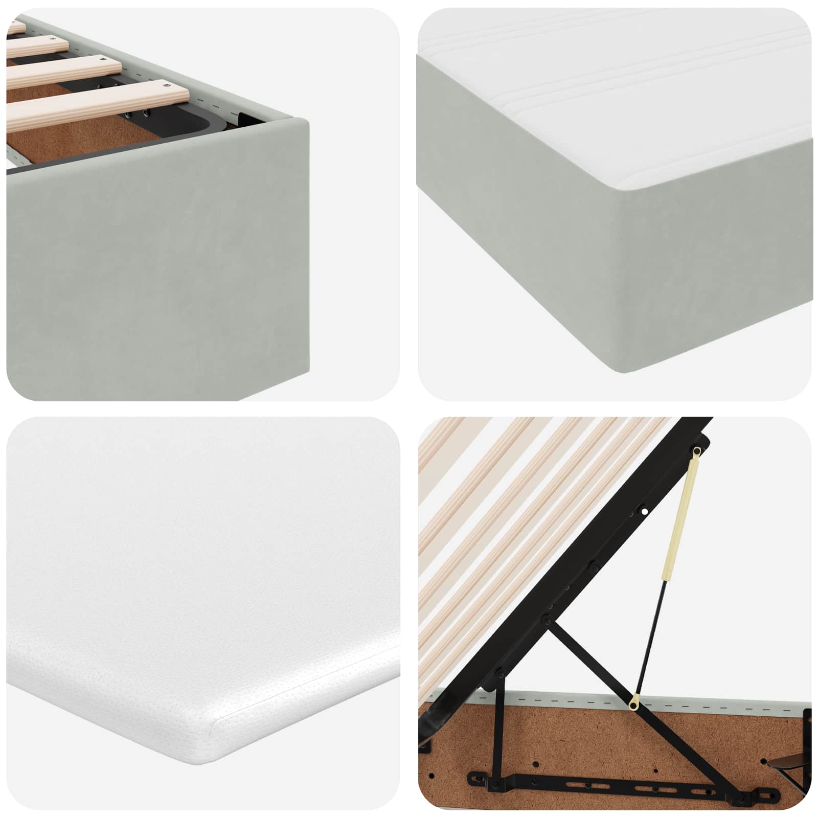 vidaXL Opbergbed met matras met matras Lichtgrijs 120 x 190 cm Fluweel