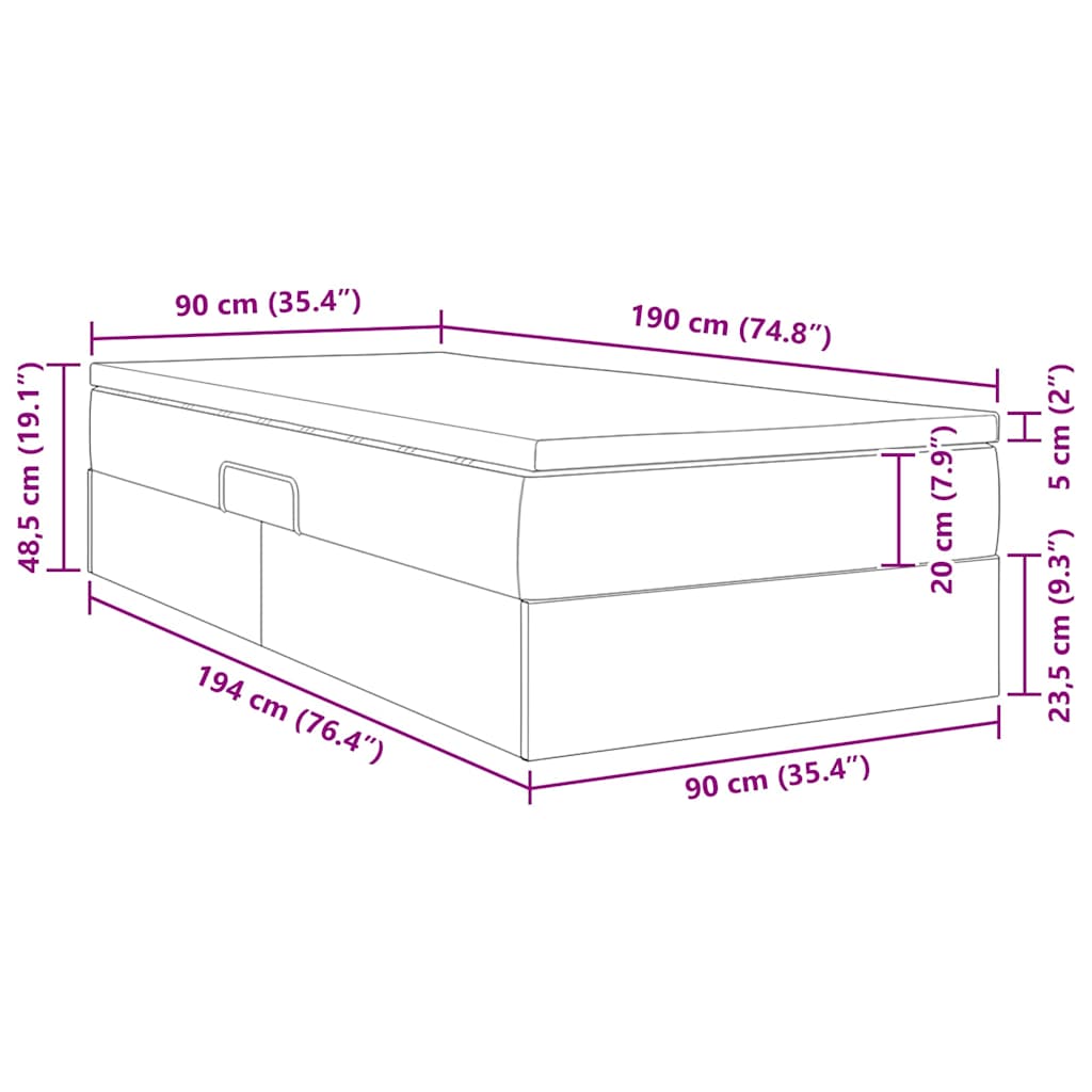vidaXL Opbergbed met matras met matras Lichtgrijs 120 x 190 cm Fluweel