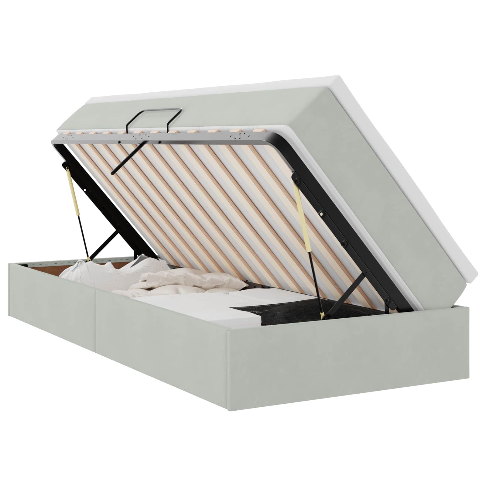 vidaXL Opbergbed met matras met matras Lichtgrijs 120 x 190 cm Fluweel
