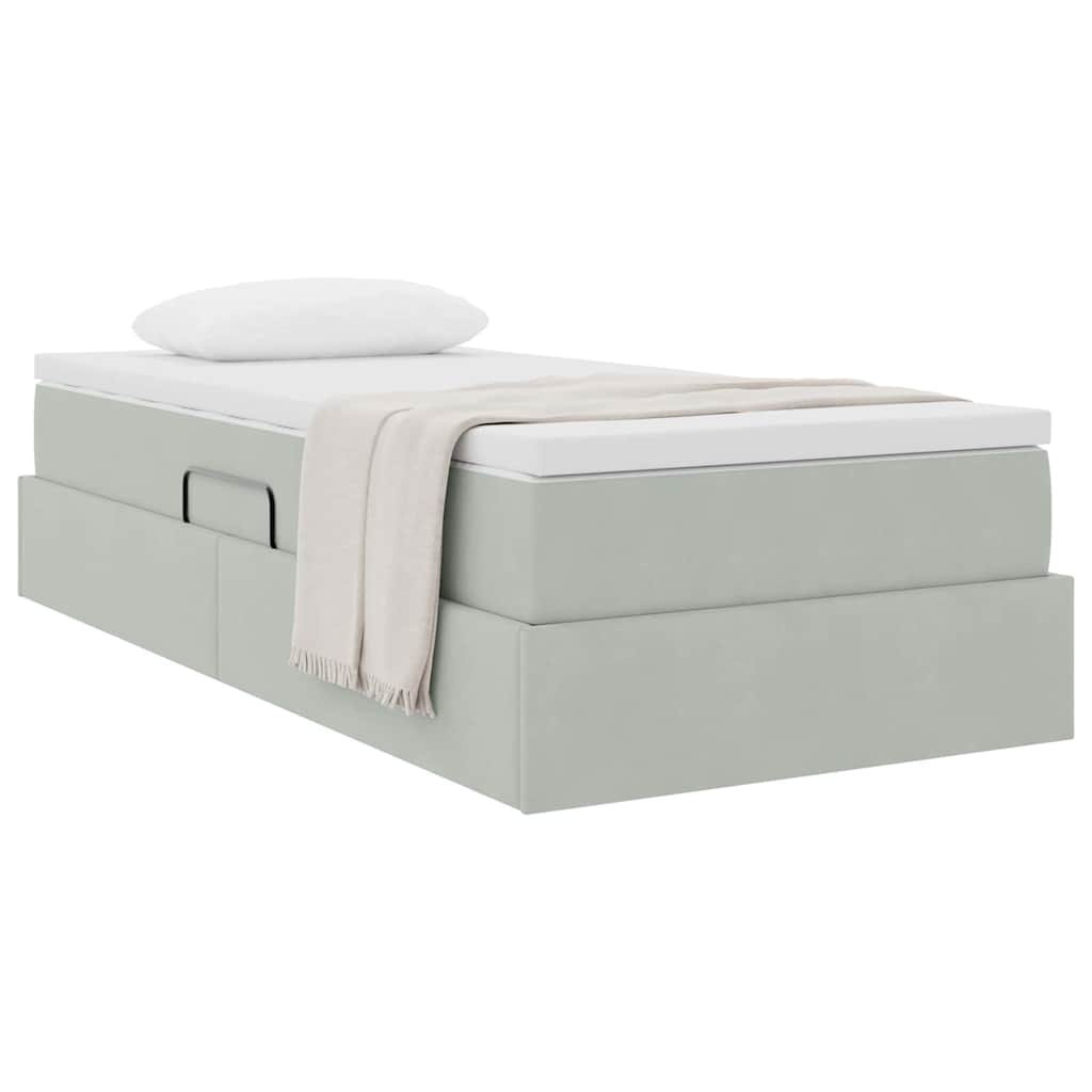 vidaXL Opbergbed met matras met matras Lichtgrijs 120 x 190 cm Fluweel