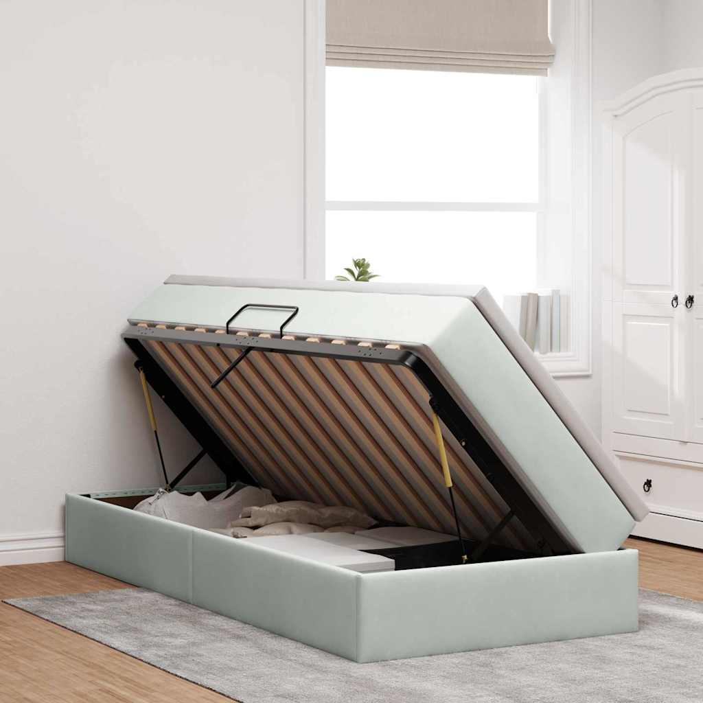 vidaXL Opbergbed met matras met matras Lichtgrijs 120 x 190 cm Fluweel
