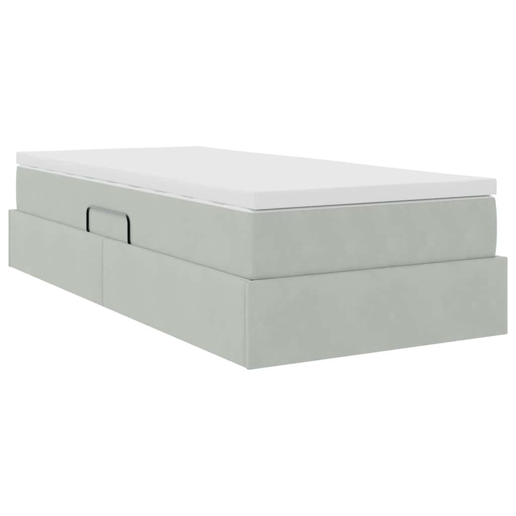vidaXL Opbergbed met matras met matras Lichtgrijs 120 x 190 cm Fluweel