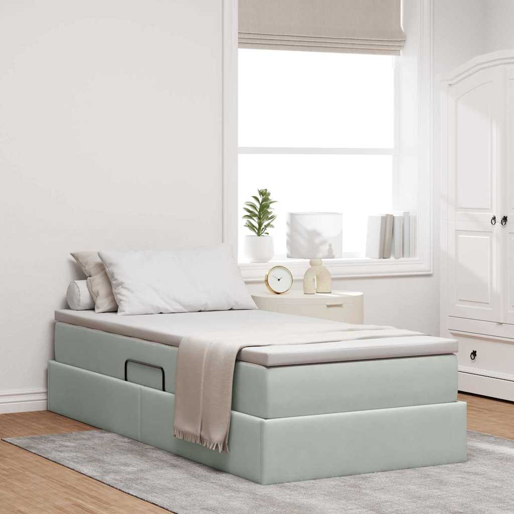 vidaXL Opbergbed met matras met matras Lichtgrijs 120 x 190 cm Fluweel