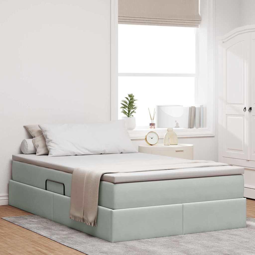 vidaXL Opbergbed met matras met matras Lichtgrijs 120 x 190 cm Fluweel