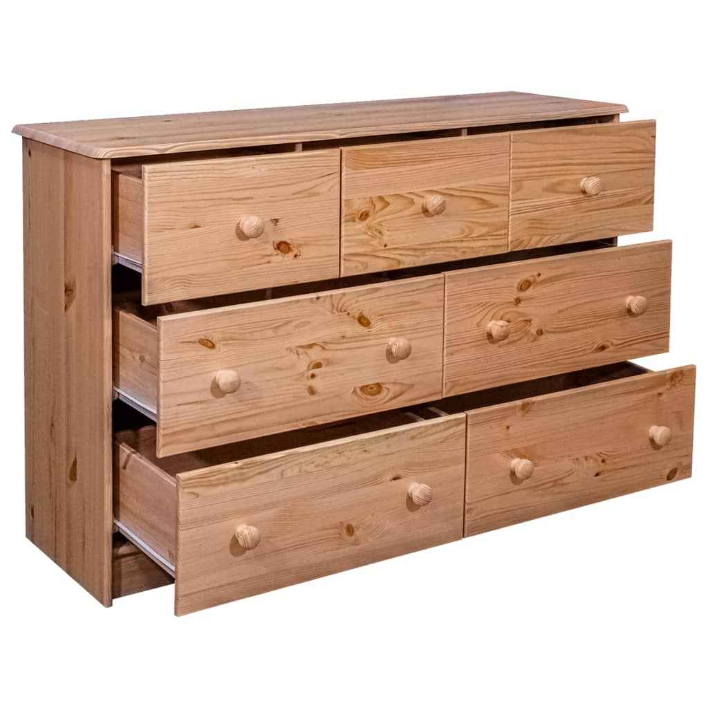 vidaXL Dressoir met 7 lades 113x35x73 cm massief grenenhout