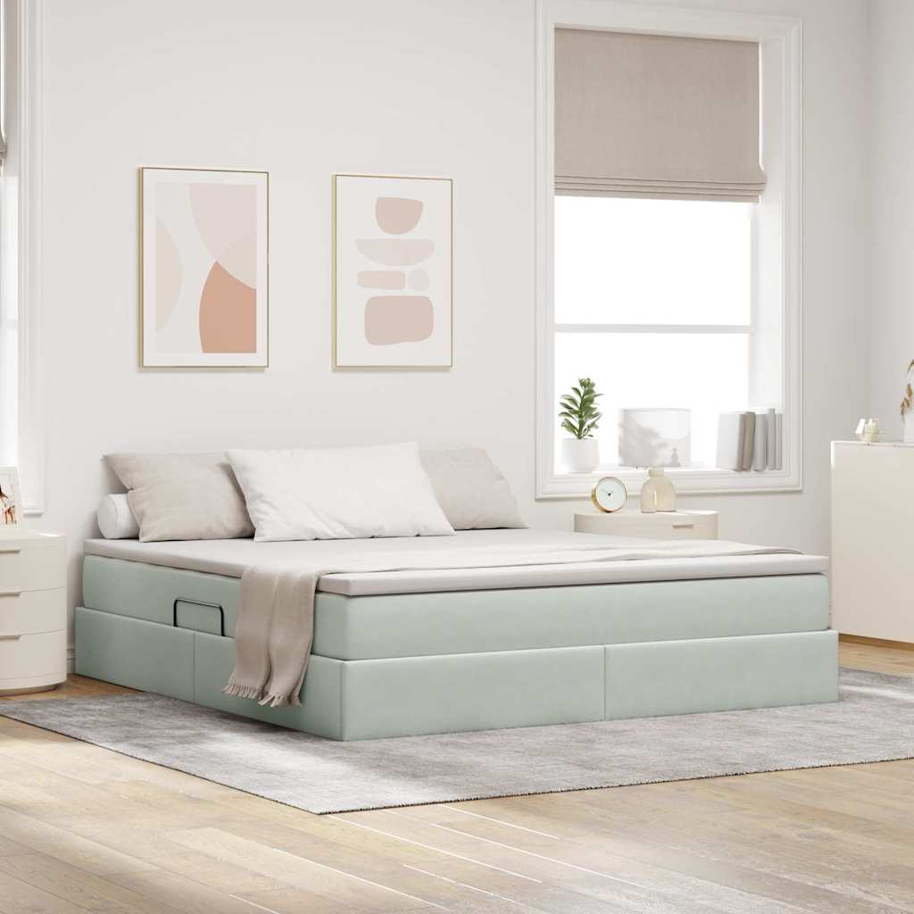 vidaXL Opbergbed met matras met matras Lichtgrijs 120 x 190 cm Fluweel