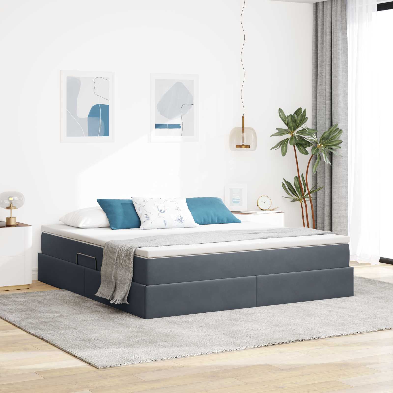 vidaXL Opbergbed met matras met matras Lichtgrijs 120 x 190 cm Fluweel