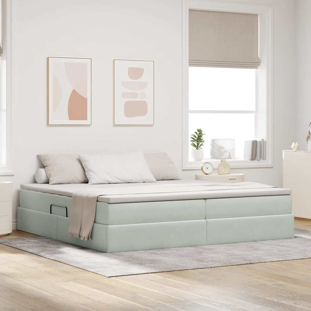 vidaXL Opbergbed met matras met matras Lichtgrijs 120 x 190 cm Fluweel