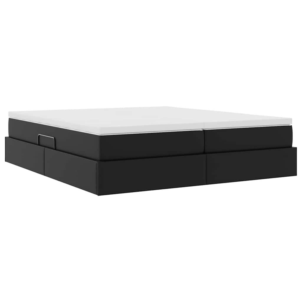 vidaXL Opbergbed met matras met matras Zwart 180 x 200 cm Nep Leer