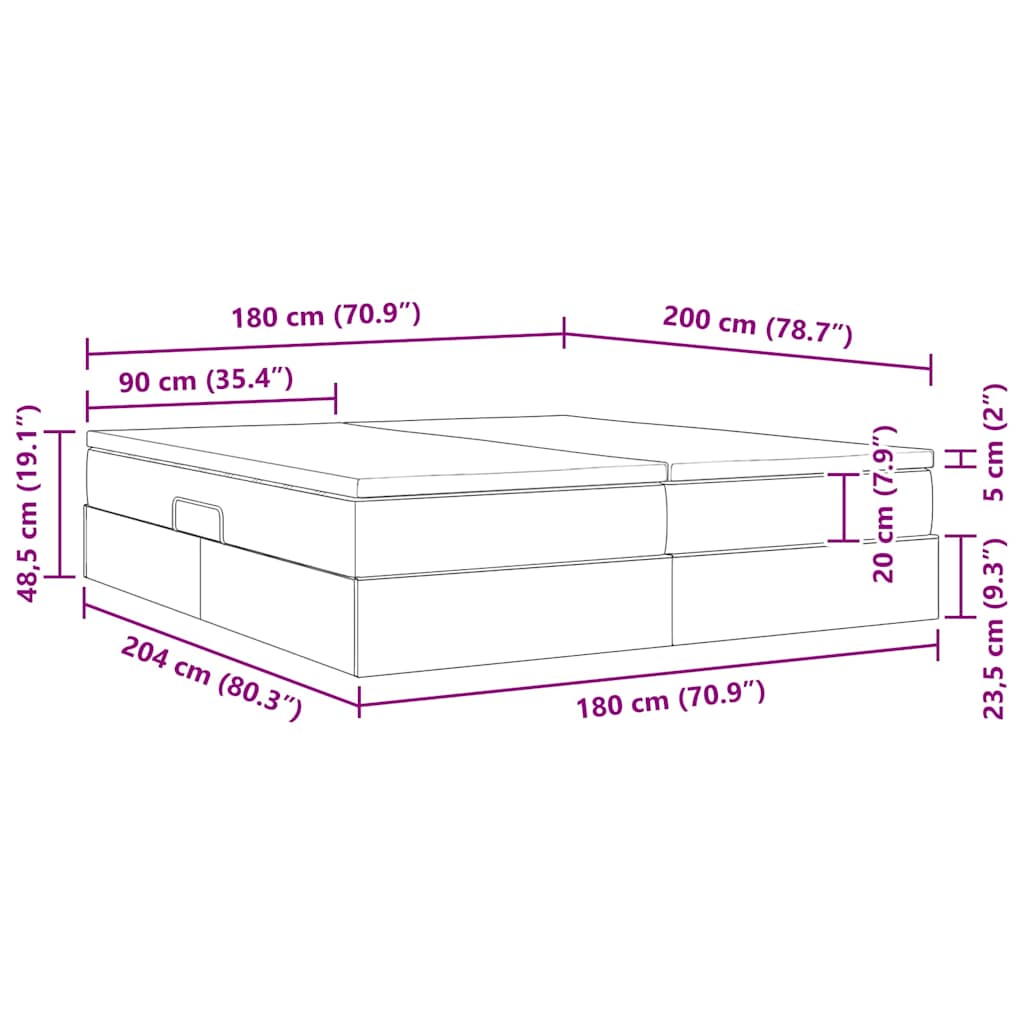 vidaXL Opbergbed met matras met matras Zwart 180 x 200 cm Nep Leer