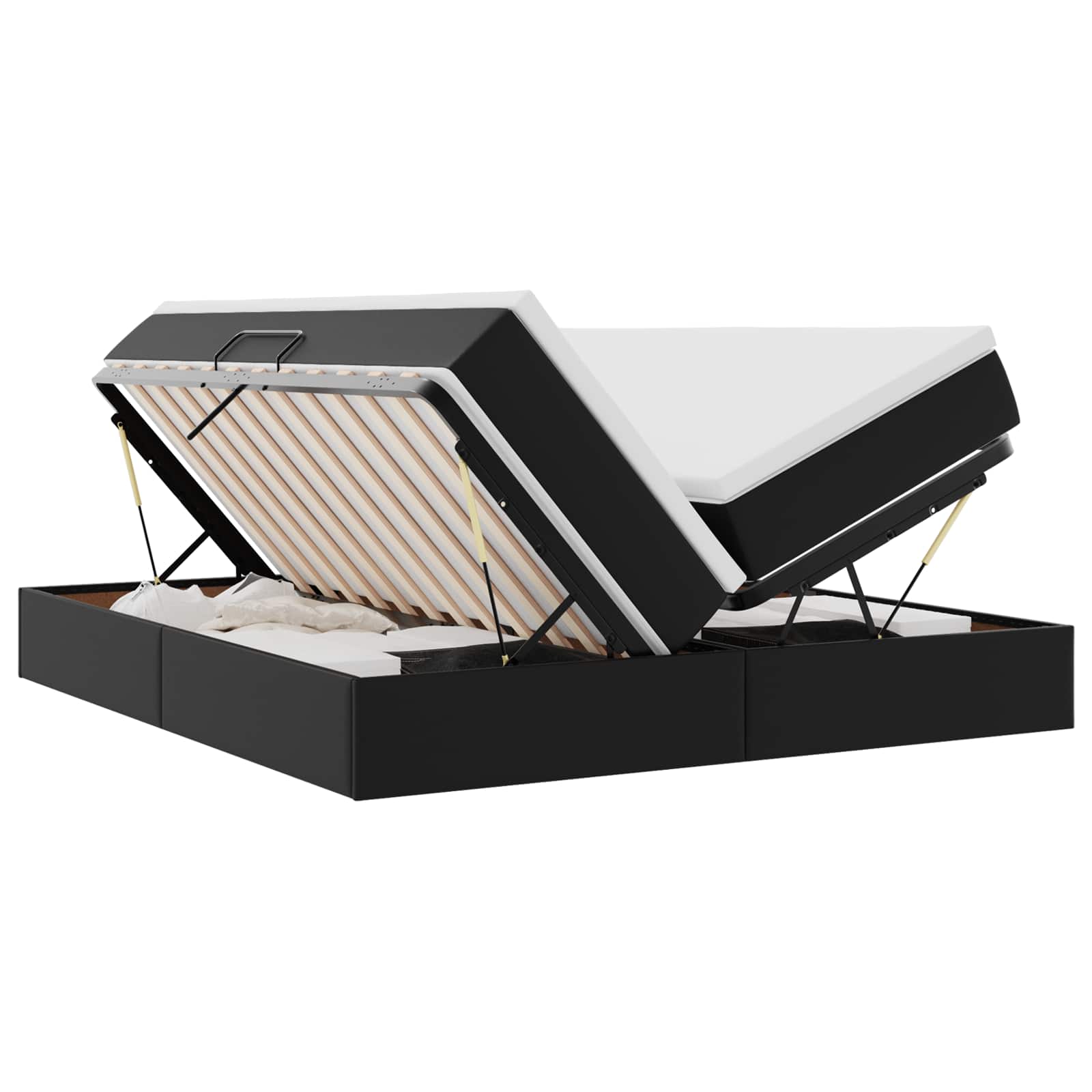 vidaXL Opbergbed met matras met matras Zwart 180 x 200 cm Nep Leer