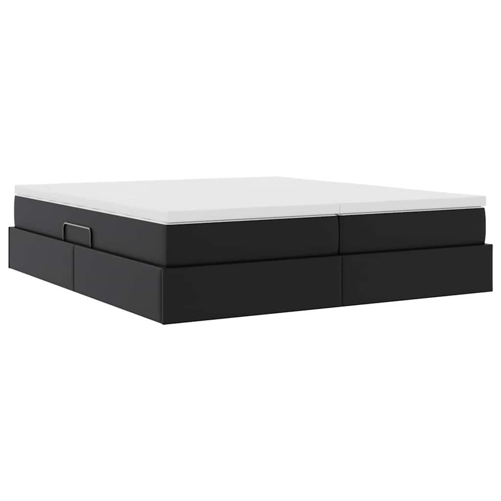 vidaXL Opbergbed met matras met matras Zwart 180 x 200 cm Nep Leer