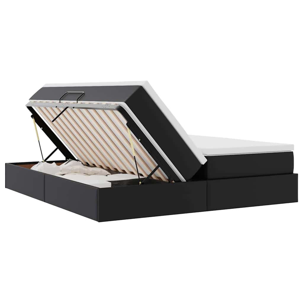 vidaXL Opbergbed met matras met matras Zwart 180 x 200 cm Nep Leer