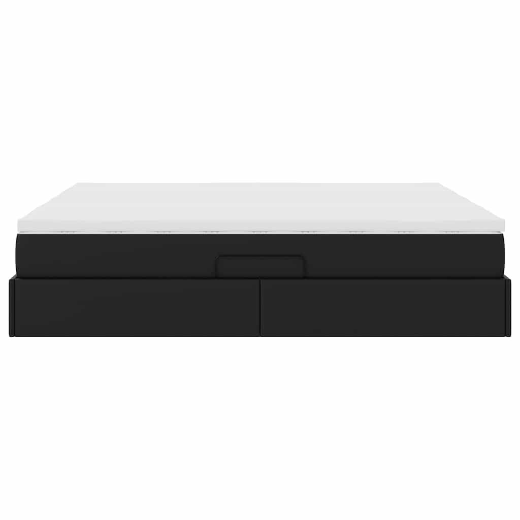 vidaXL Opbergbed met matras met matras Zwart 180 x 200 cm Nep Leer