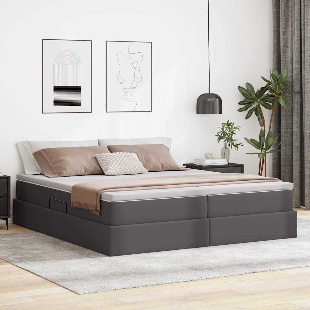 vidaXL Opbergbed met matras met matras Zwart 180 x 200 cm Nep Leer