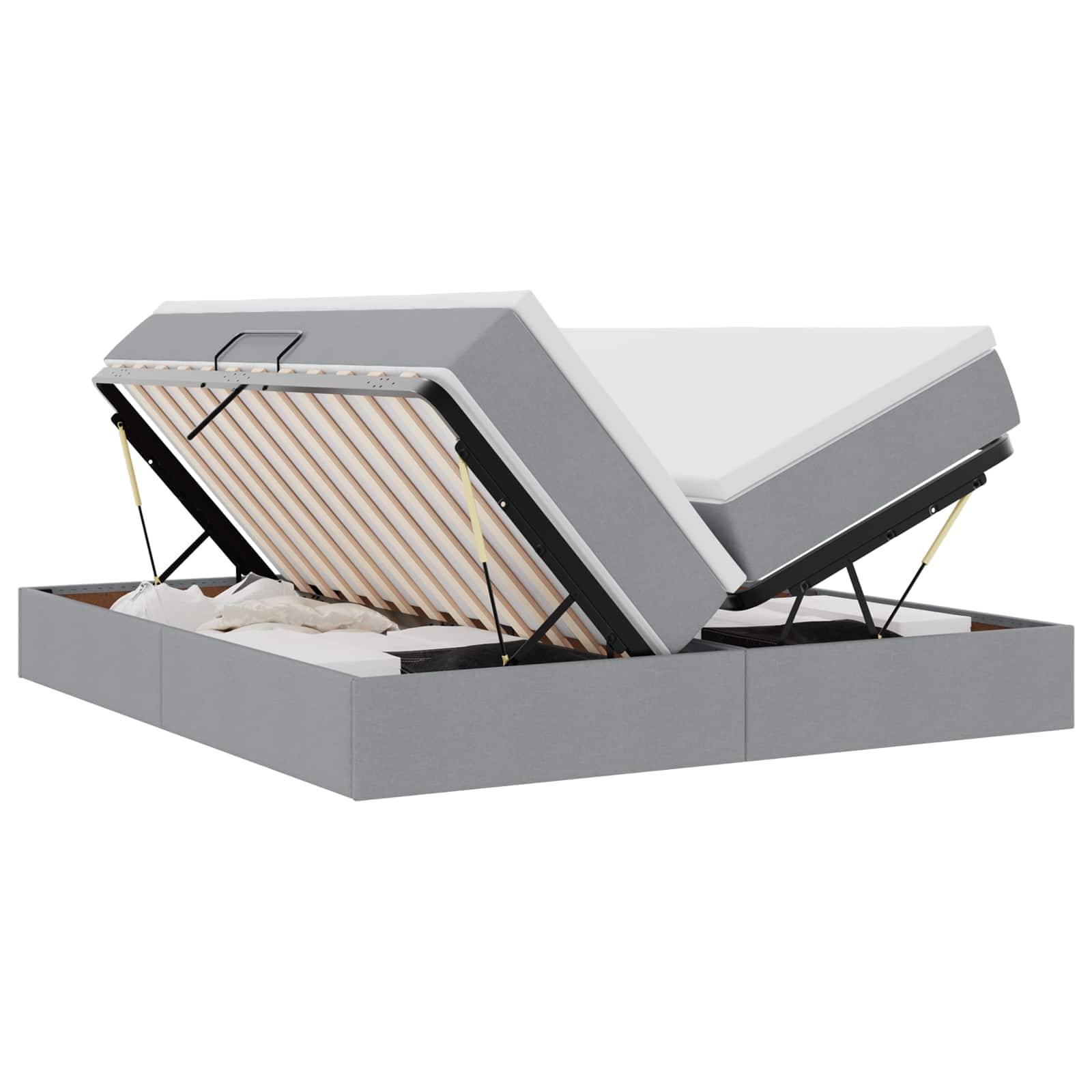 vidaXL Opbergbed met matras Lichtgrijs 200 x 200 cm Polyester