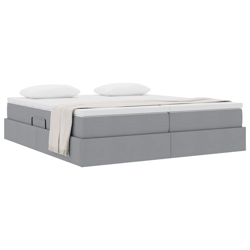 vidaXL Opbergbed met matras Lichtgrijs 200 x 200 cm Polyester