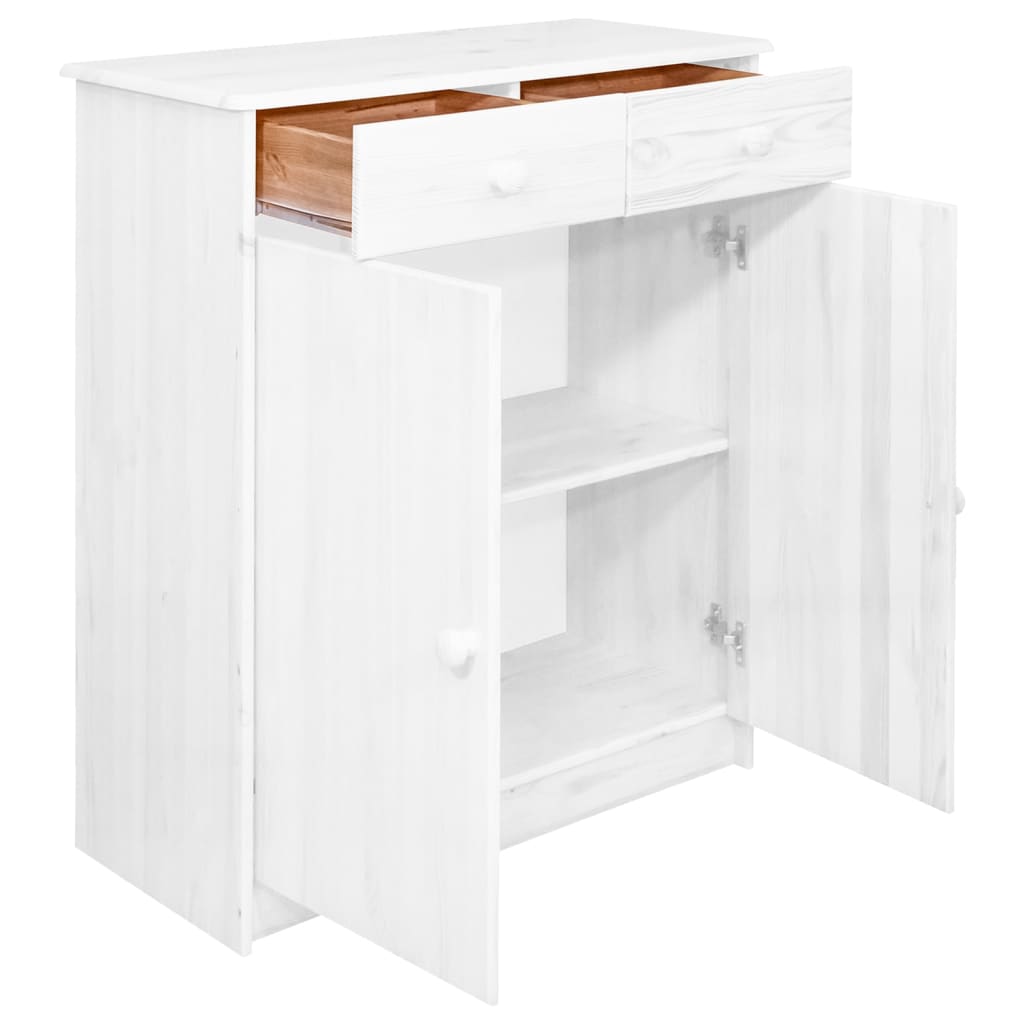 vidaXL Dressoir met 2 lades 78x35x89 cm massief grenenhout wit