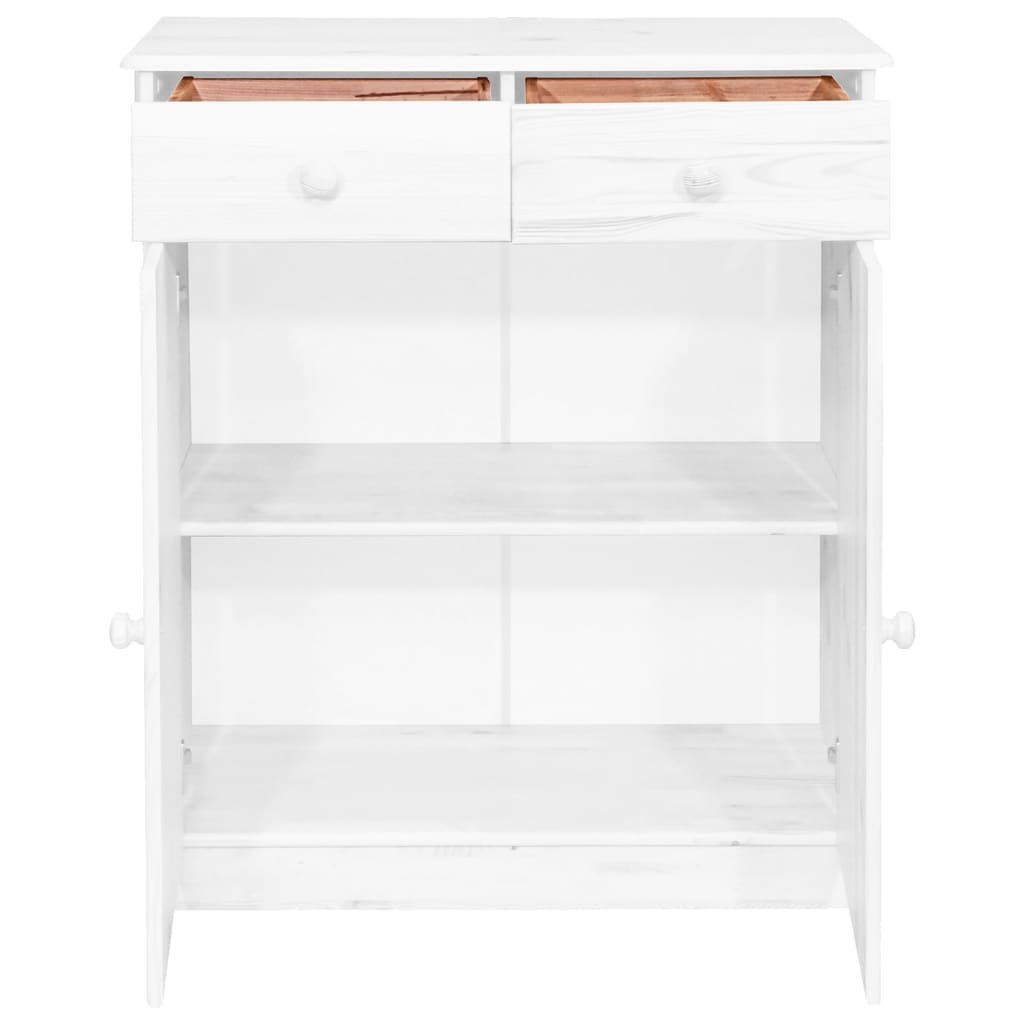 vidaXL Dressoir met 2 lades 78x35x89 cm massief grenenhout wit