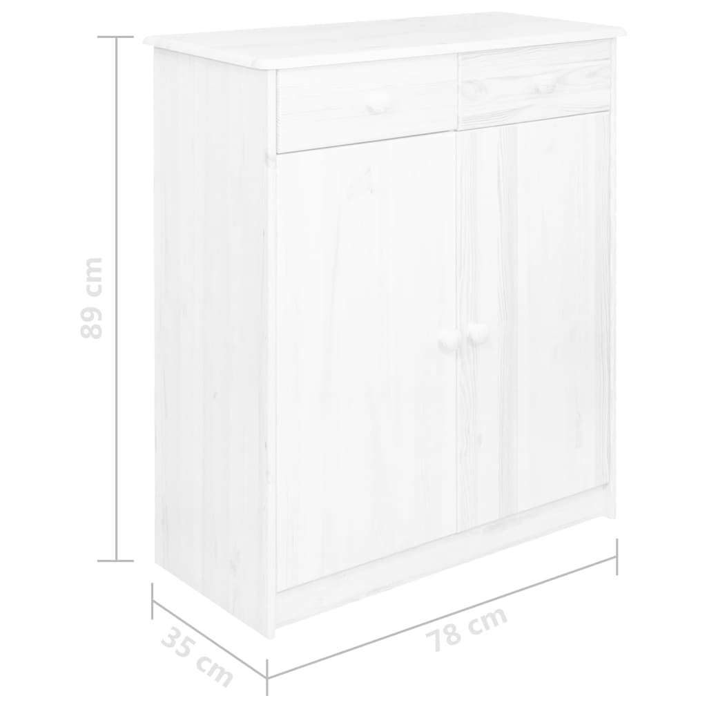 vidaXL Dressoir met 2 lades 78x35x89 cm massief grenenhout wit