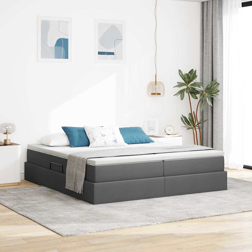 vidaXL Opbergbed met matras Lichtgrijs 200 x 200 cm Polyester